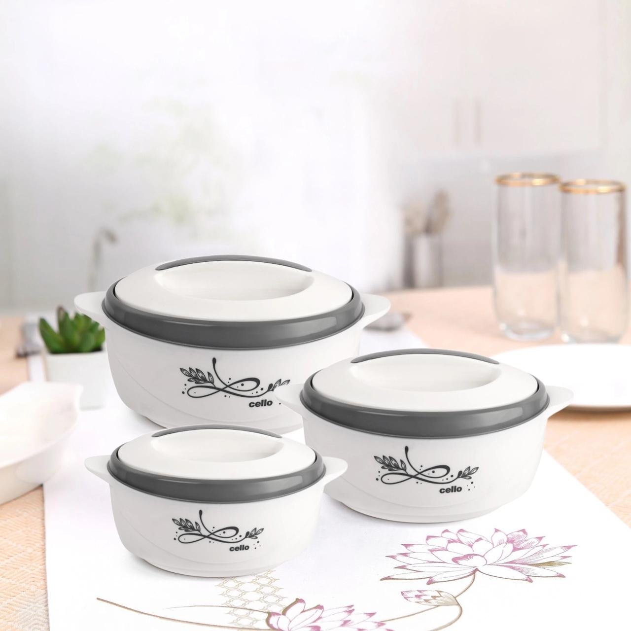 Cello Sapphire Grey Pack Of 3 Thermoware Casserole