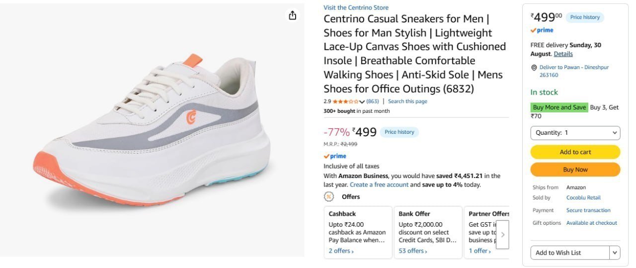 Centrino Casual Sneakers For Men 499