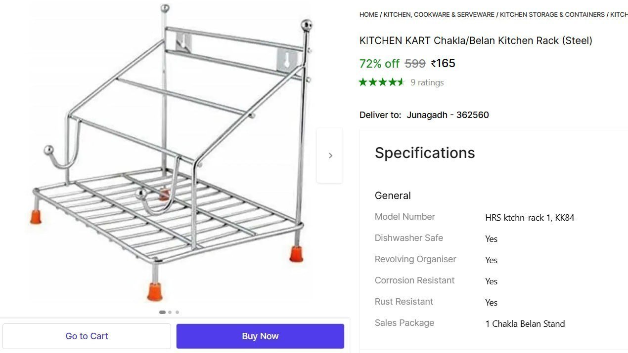 Chakla Belan Kitchen Rack (steel) 165