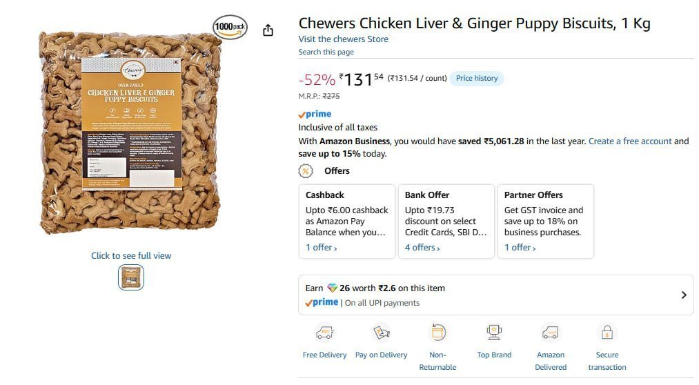 Chicken Liver Ginger Puppy Biscuits 1 Kg 131
