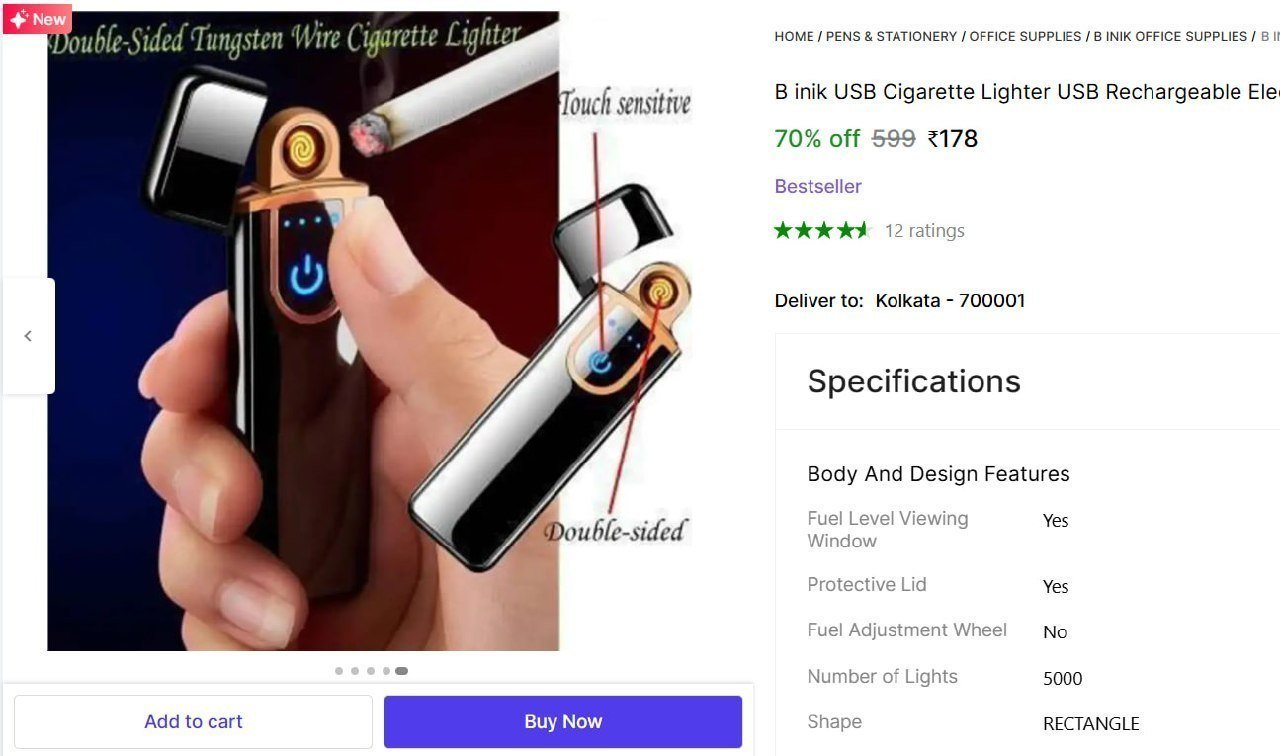 Cigarette Lighter Usb Rechargeable 178