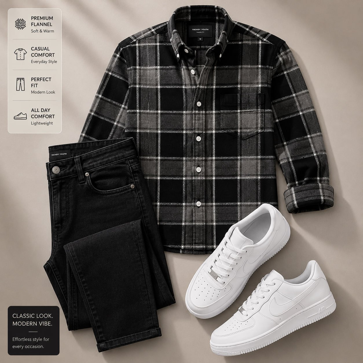 Classic Looks Shirt 315jeans 479sneakers 499