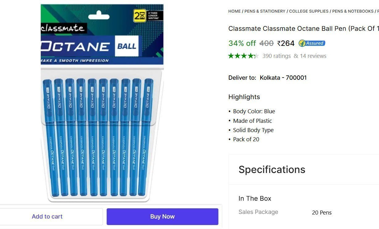 Classmate Octane Ball Pen (pack Of 20) 264