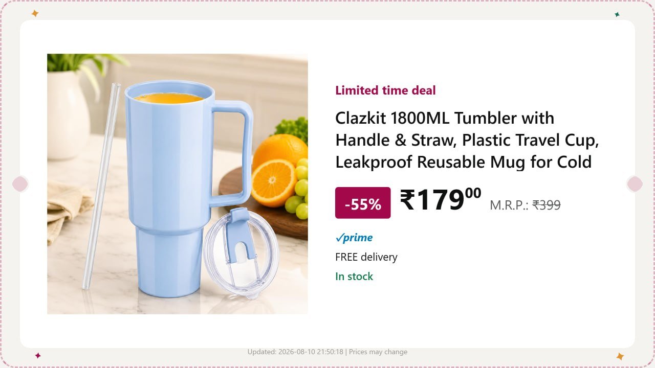 Clazkit 1800ml Tumbler With Handle Straw 179