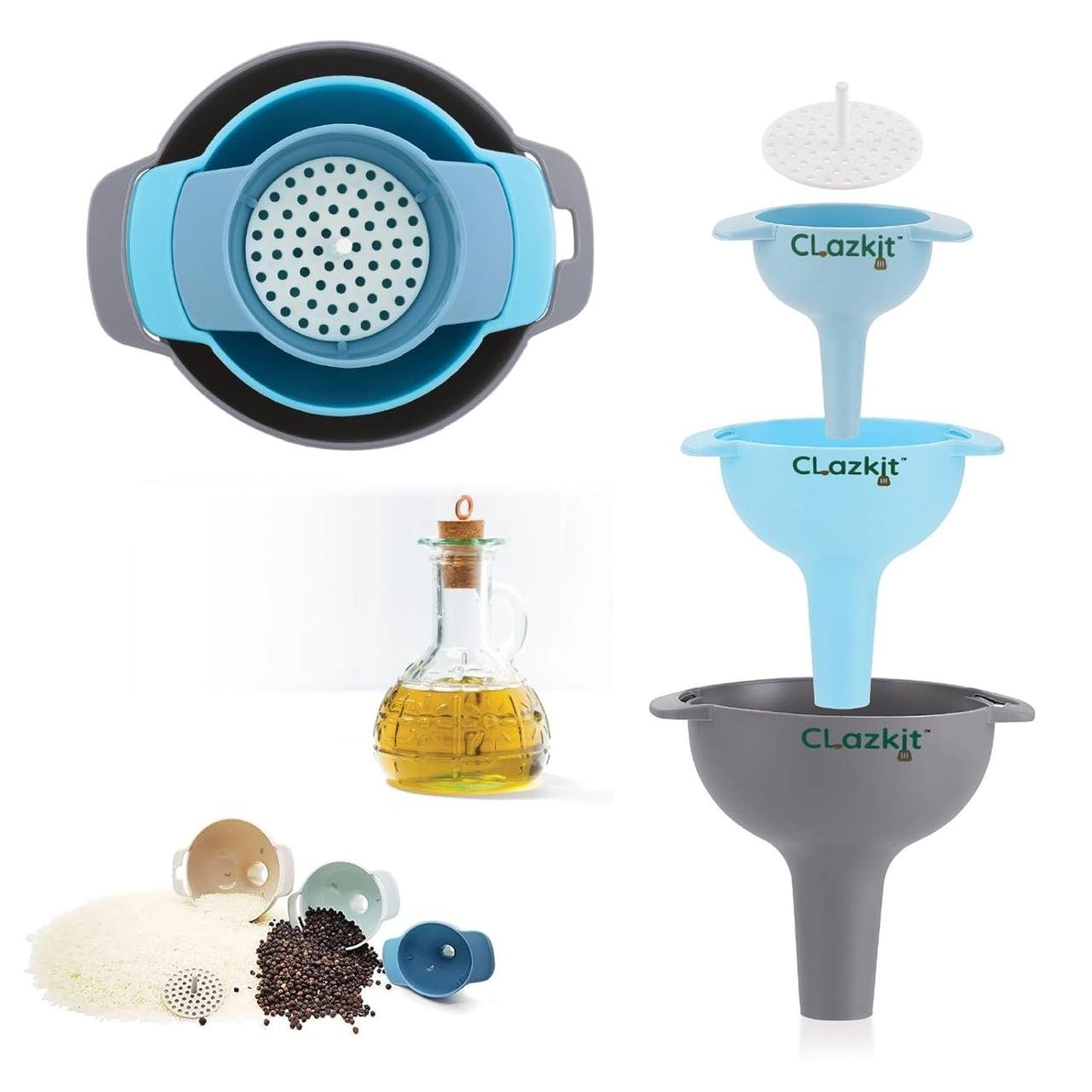 Clazkit 3-piece Kitchen Funnel Set - Nested F