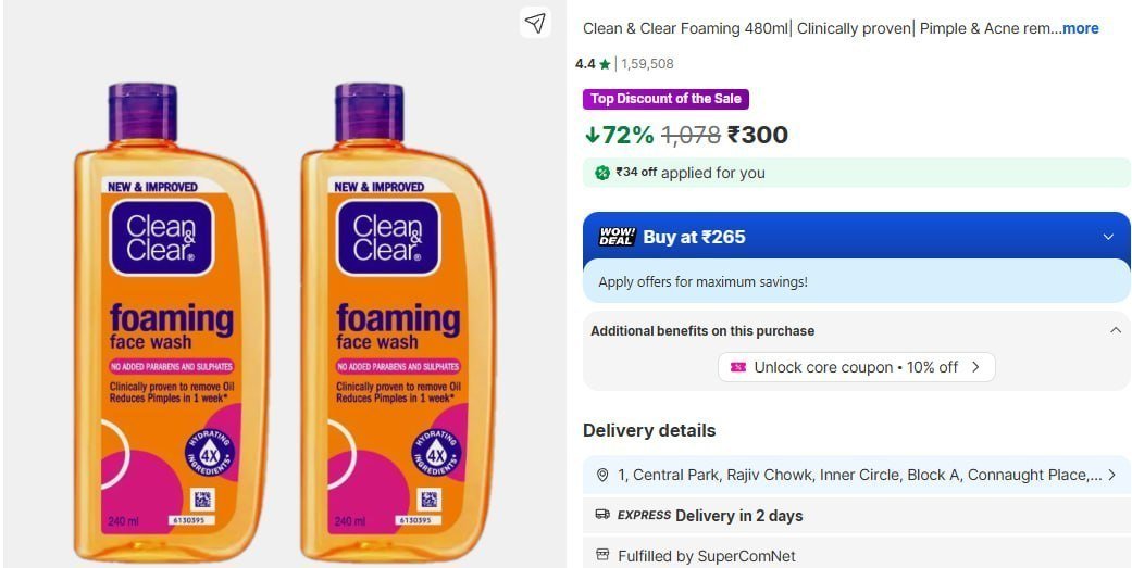 Clean Clear Foaming 480ml 300