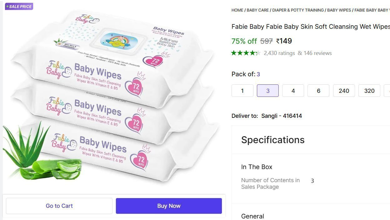 Cleansing Wet Wipes Pack Of 3 149