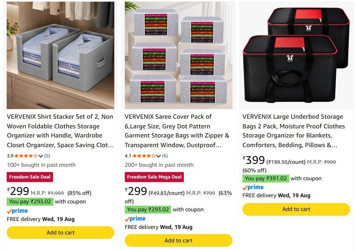 Clothes Storage Organizer Starts 299