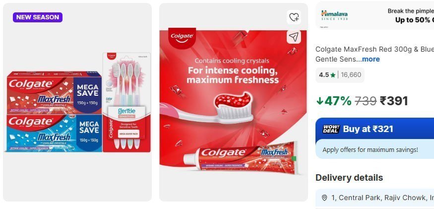 Colgate Maxfresh Toothpaste 600g Toothbrush 4