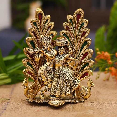 Collectible India Peacock Design Radha Krishna Ido
