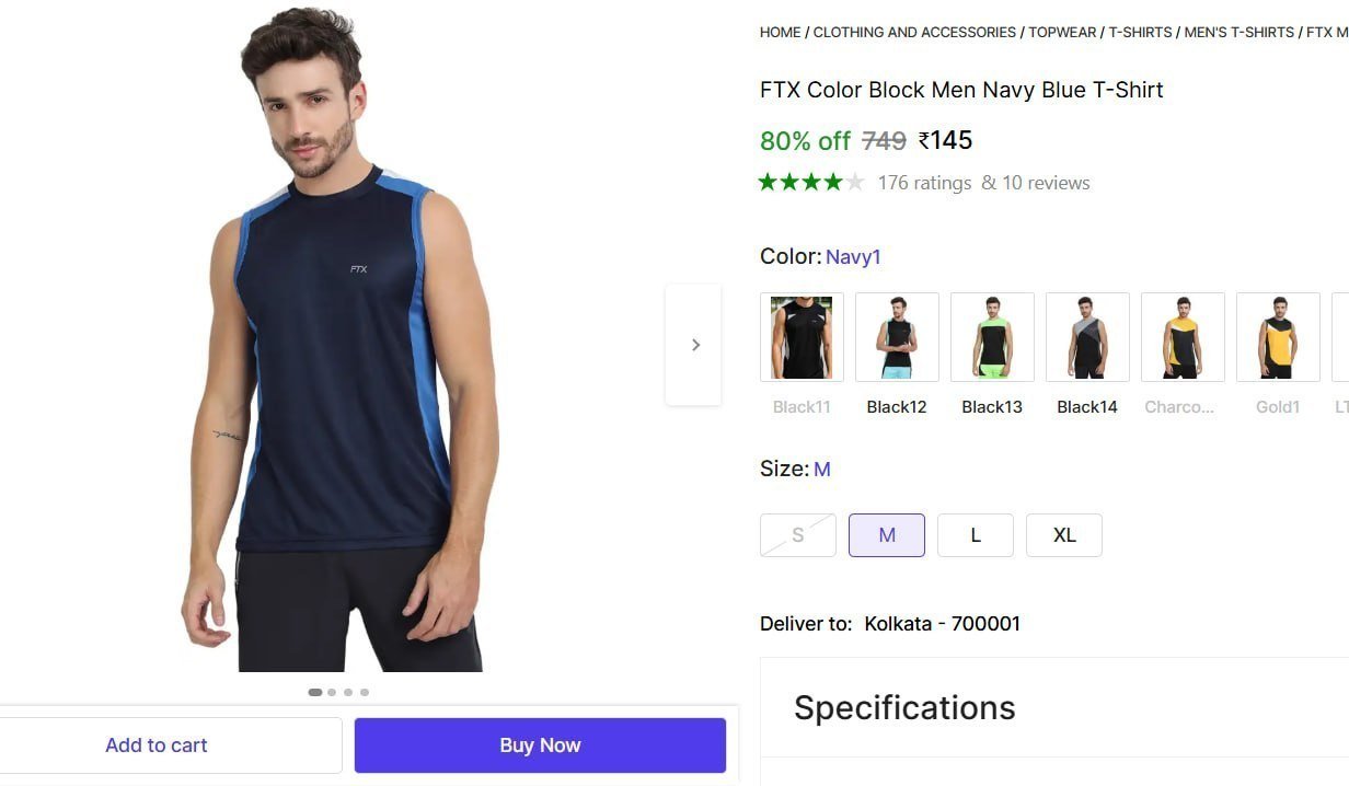 Color Block Men Navy Blue T-shirt 145