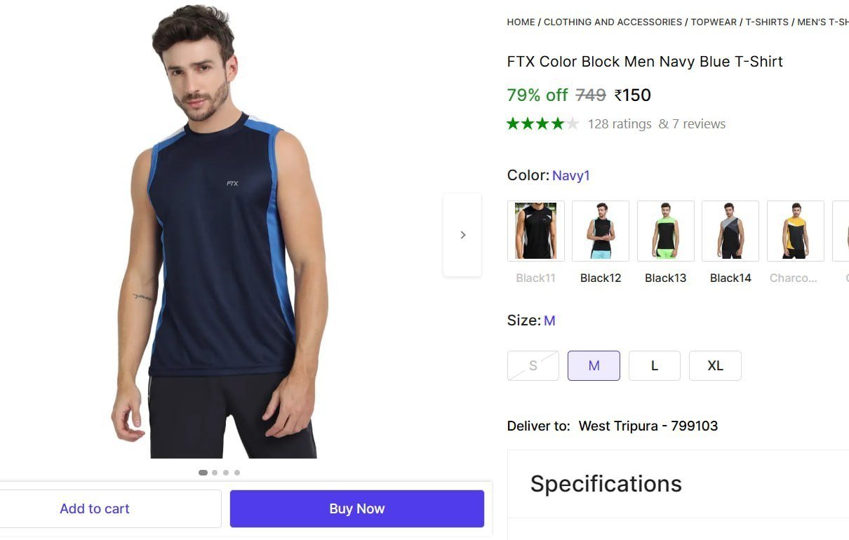 Color Block Men Navy Blue T-shirt 150