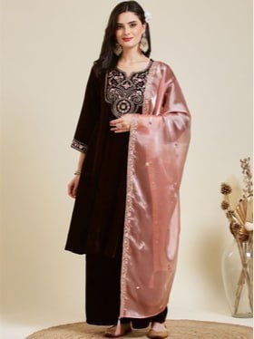 Colors Of Earth Silk Embroidered Anarkali Kur