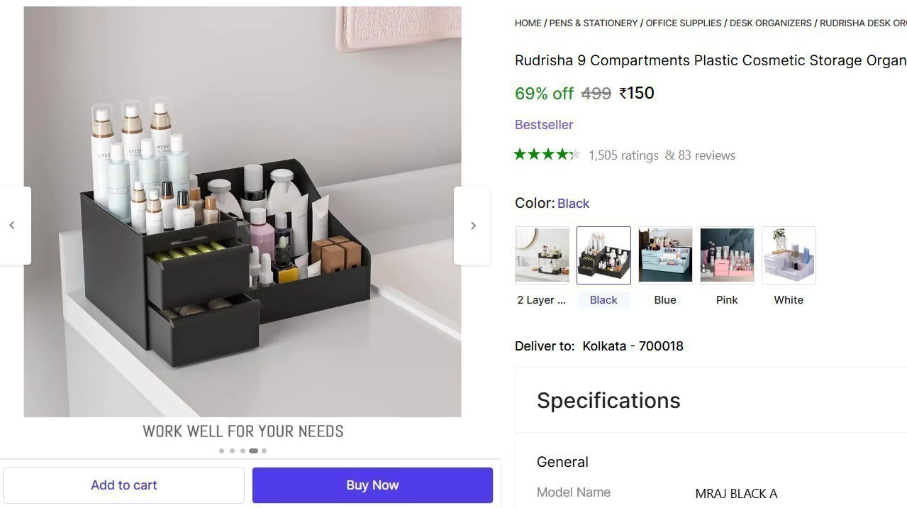 Compartments Plastic Cosmetic Storage Organiser 15