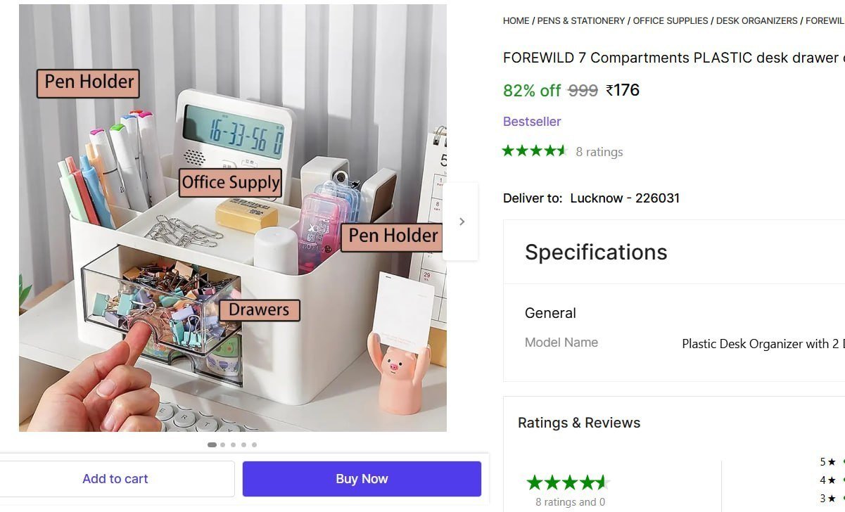 Compartments Plastic Desk Drawer Organizer 17
