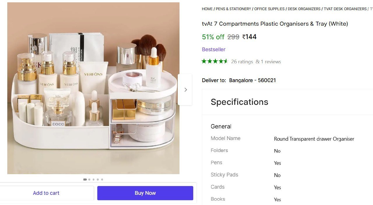Compartments Plastic Organisers Tray 144