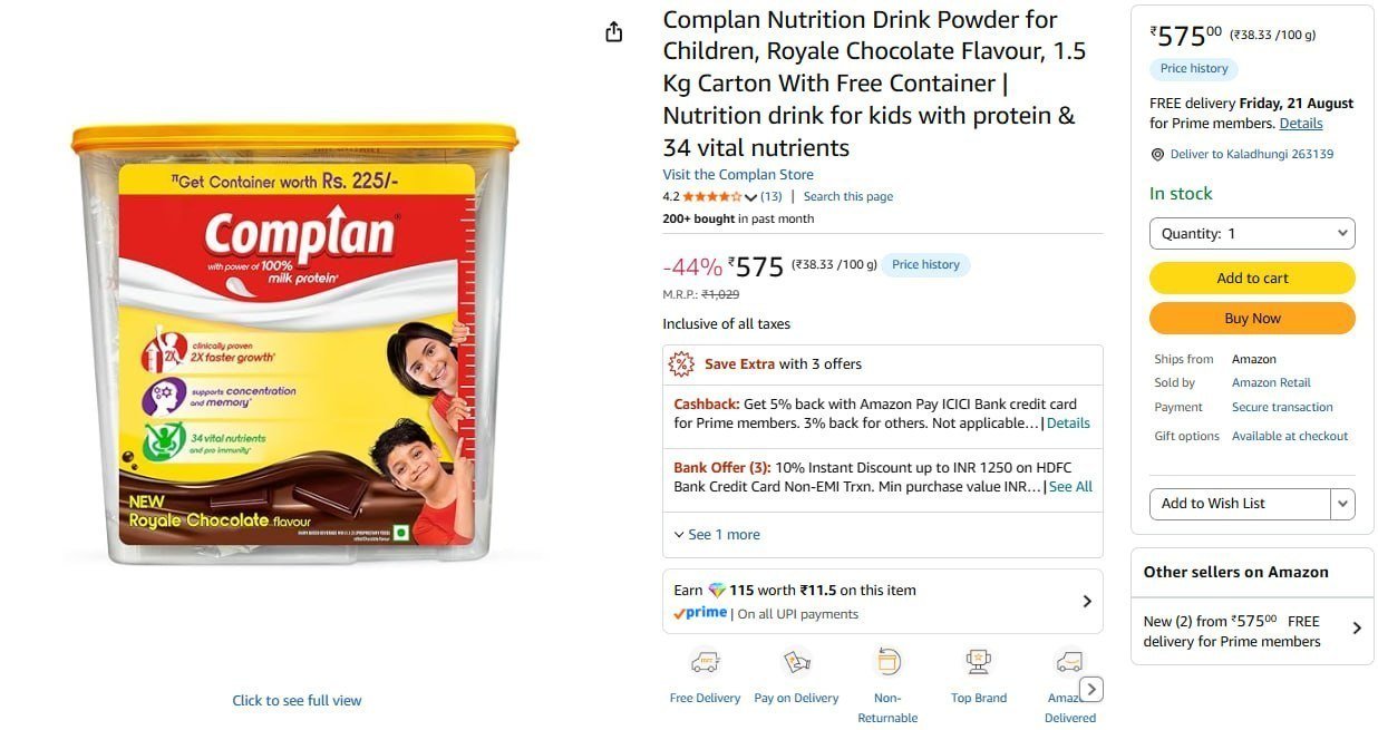 Complan Nutrition Powder 1 5 Kg 575