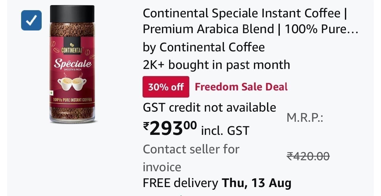 Continental Speciale Instant Coffee 100g At 293 Be
