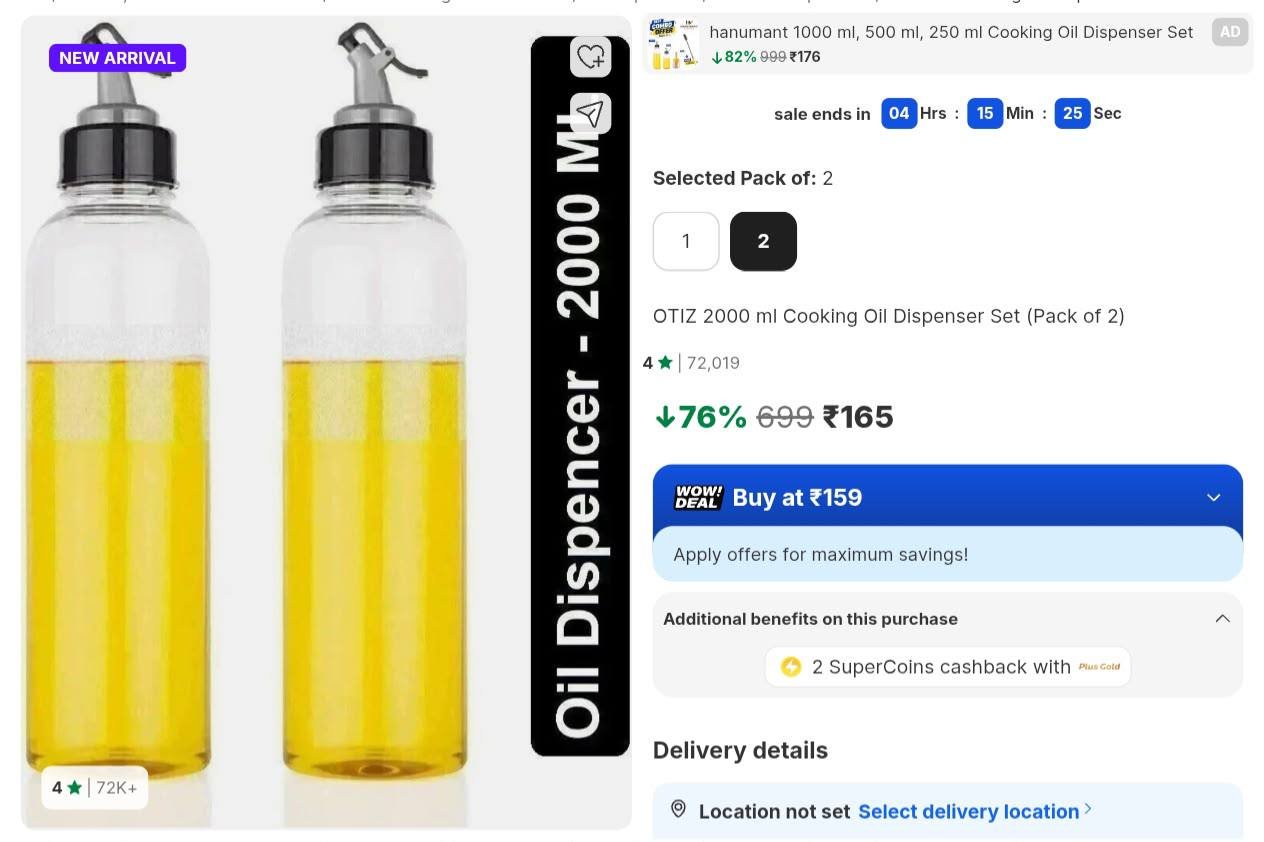 Cooking Oil Dispenser Set 2000ml (pack Of 2) 