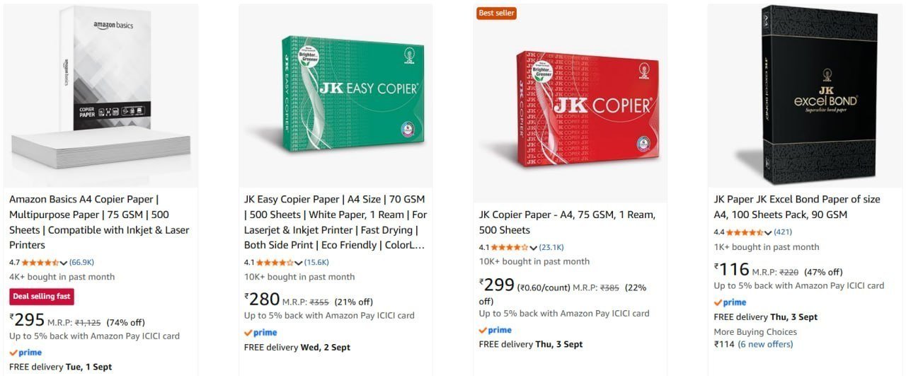 Copier Paper (500 Sheets) Starts 280