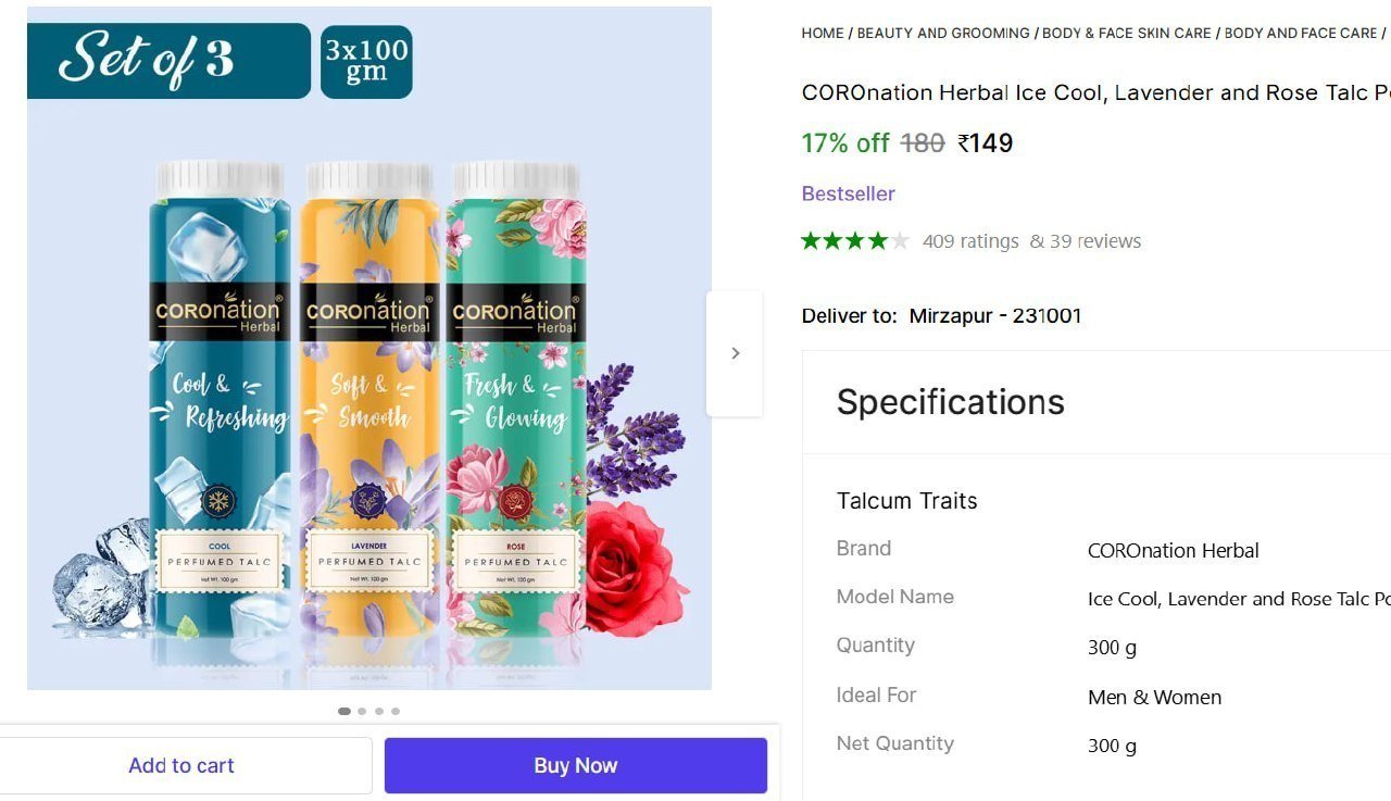 Coronation Talc Combo (3x100g) 149