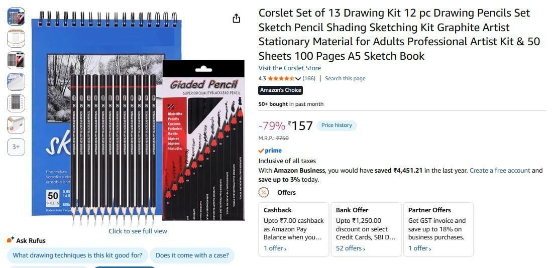 Corslet Set Of 13 Drawing Kit 157