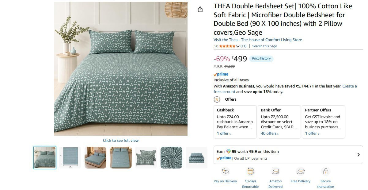Cotton Double Bedsheet Set With Pillow Covers 499
