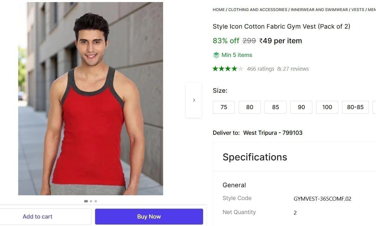 Cotton Fabric Gym Vest 49