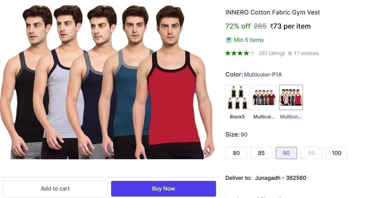 Cotton Fabric Gym Vest 73min Buy - 5