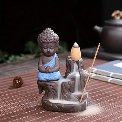 Craftvatika Meditating Monk Buddha Smoke Backflow 