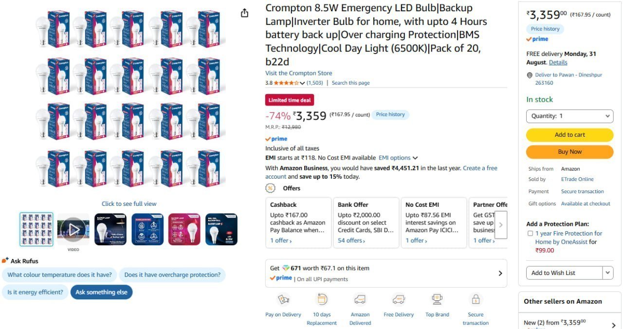 Crompton 8 5w Emergency Led Bulb Pack Of 20 3