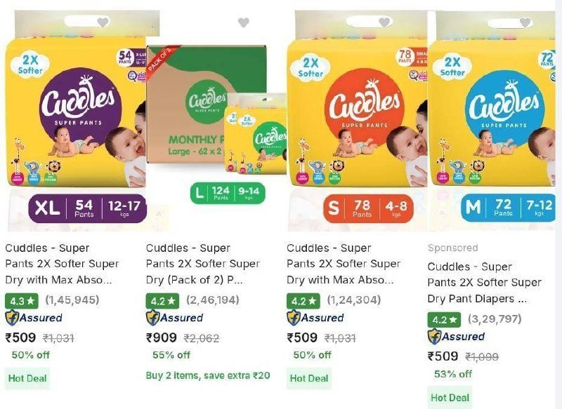 Cuddles Baby Diapers 509get Extra 90 On Pack Of 2 