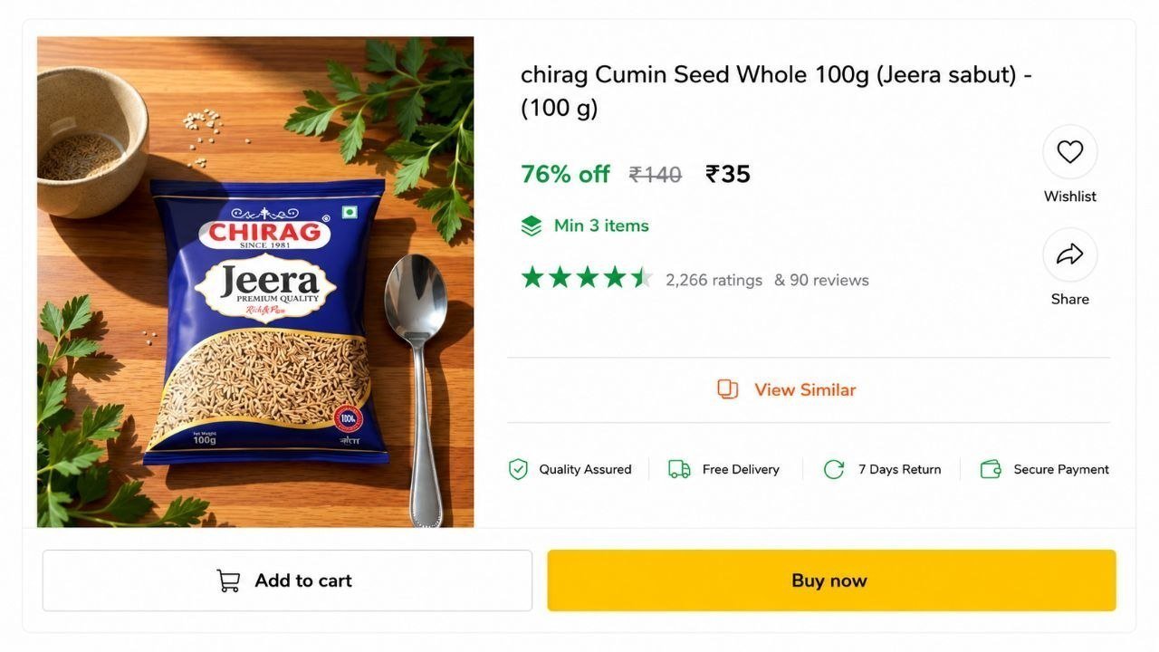 Cumin Seed Whole 100g (jeera Sabut) 35