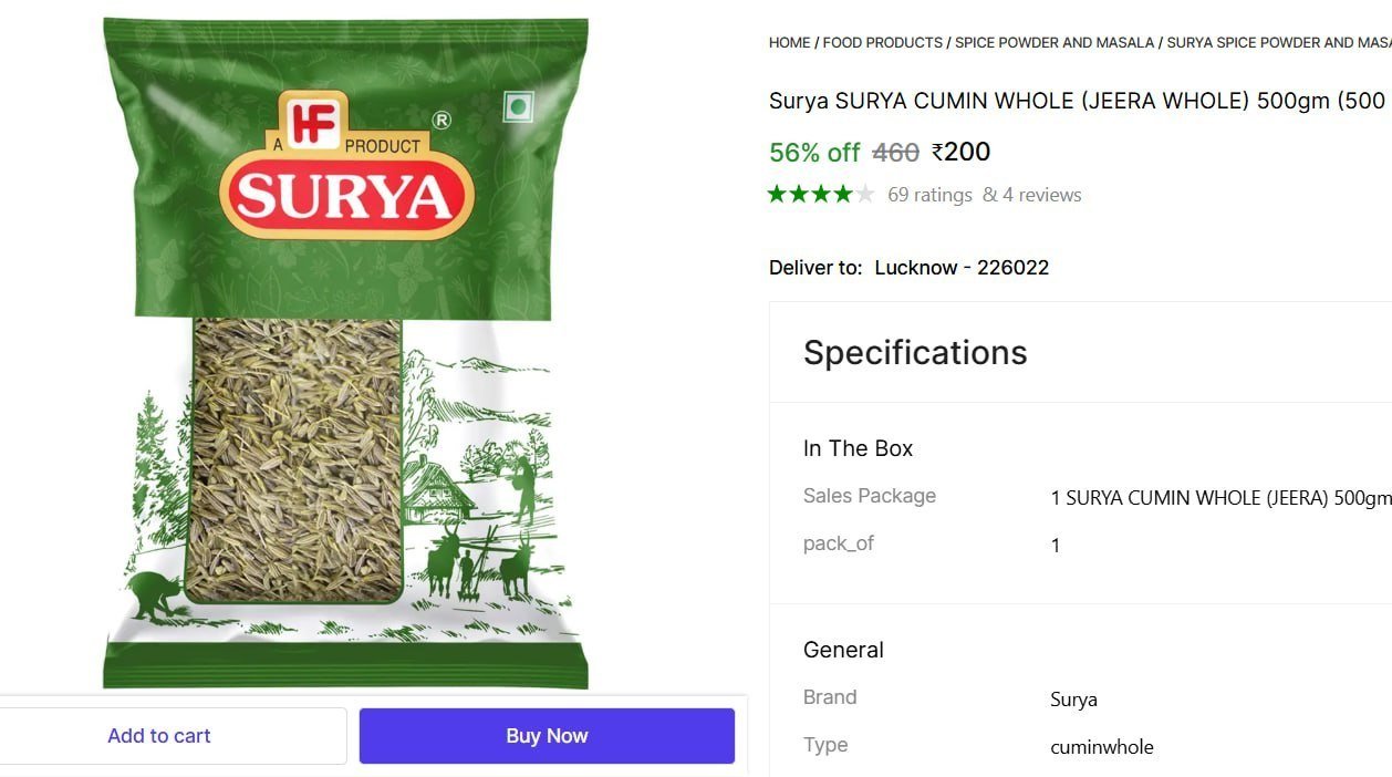 Cumin Whole (jeera) 500gm 200