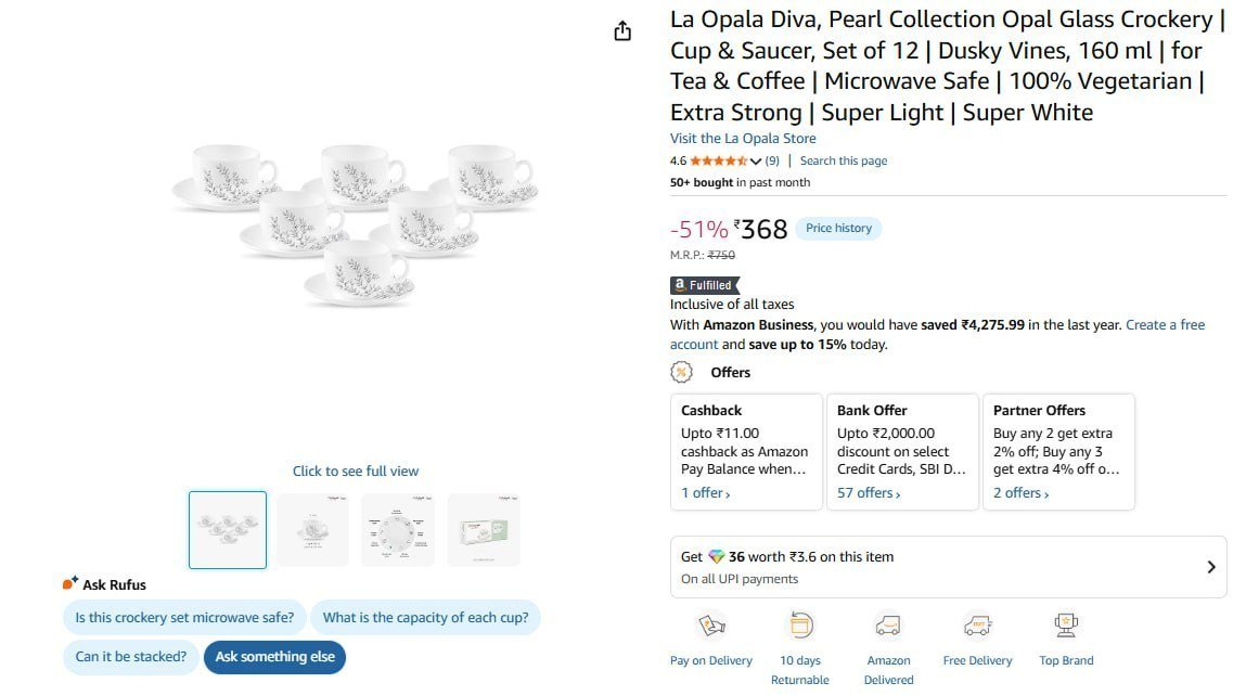 Cup Saucer Set Of 12 368