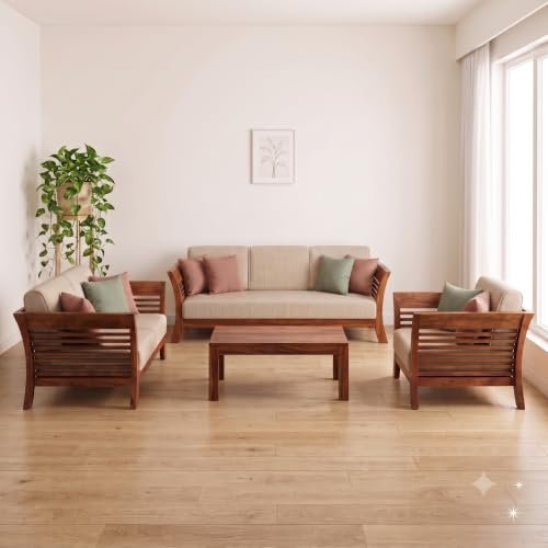Custom Decor Solid Sheesham Wood 6 Seater Sof