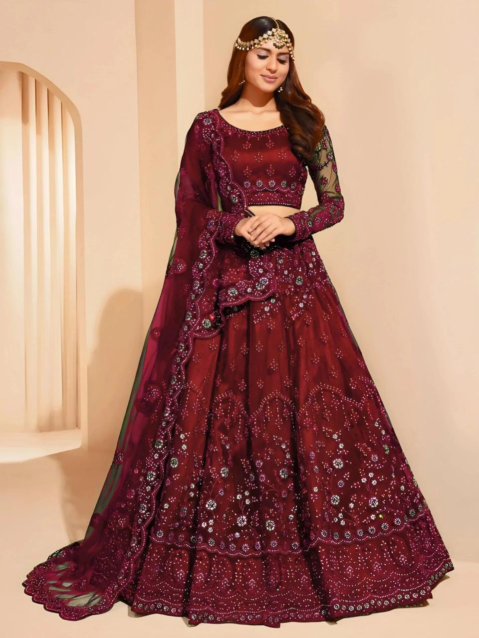 Cute Fellow Embroidered Semi Stitched Lehenga