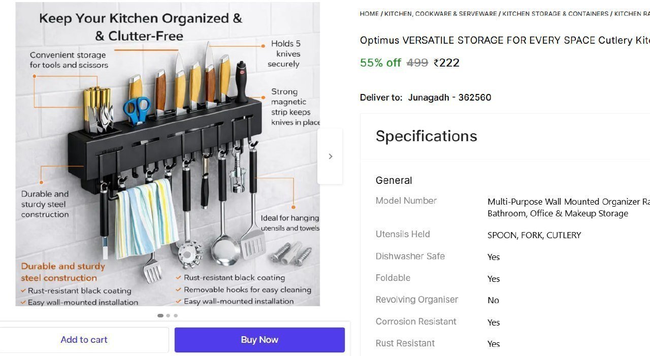 Cutlery Kitchen Rack (plastic) 222