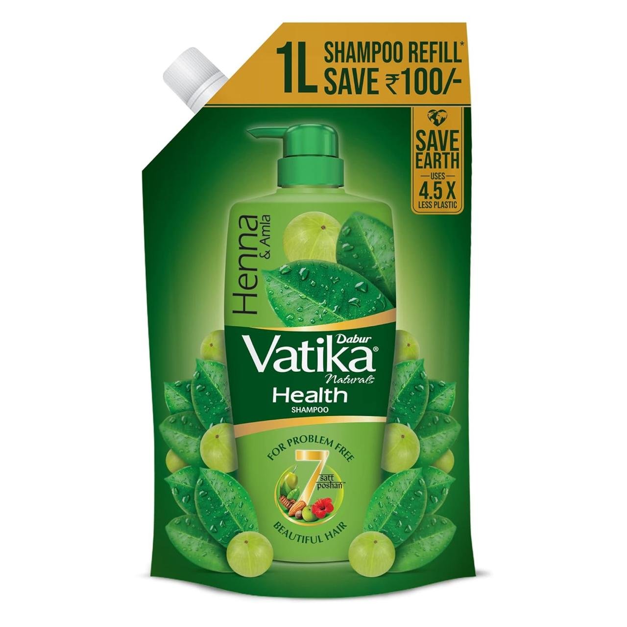 Dabur Vatika Health Shampoo - 1 L (refill Pou