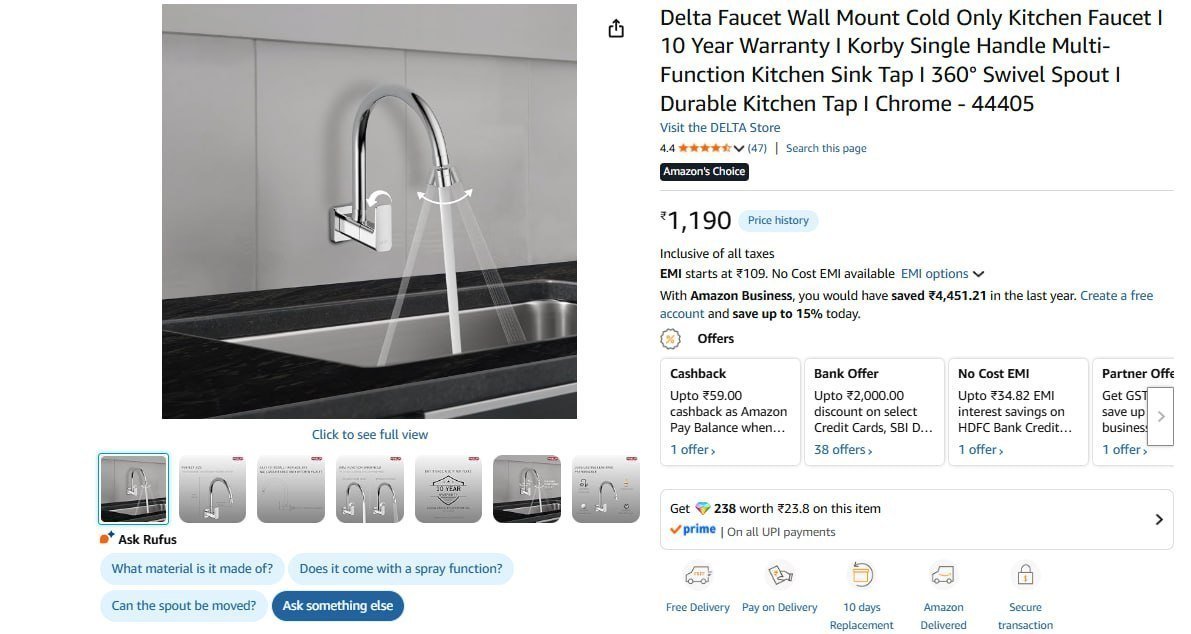 Delta Faucet Wall Mount 1190 Regular 3300