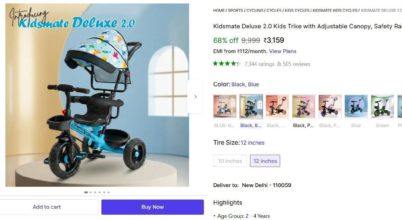 Deluxe 2 0 Kids Trike With Adjustable Canopy 