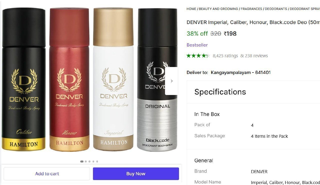 Deo (50ml X 4) Body Spray 198