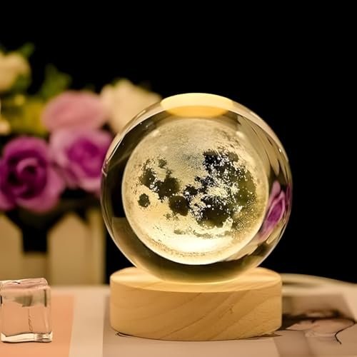 Desidiya Moon Crystal Ball Night Light 2 4 Inch Gl
