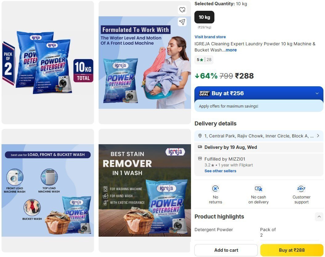 Detergent Powder 10kg At 288 Buy Max Quantity