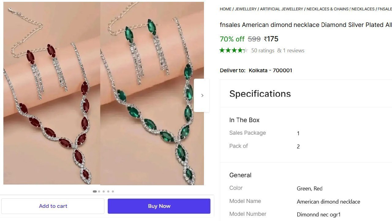 Diamond Silver Plated Alloy Necklace Set 175