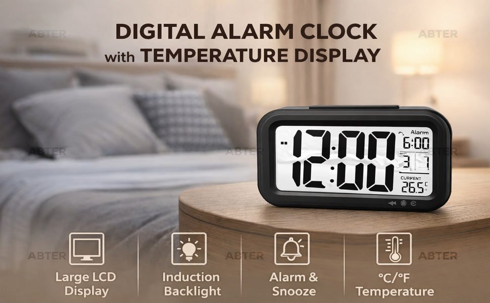 Digital Alarm Clock With Large Display 249 12