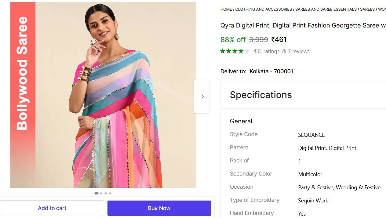 Digital Print Fashion Georgette Saree With Un
