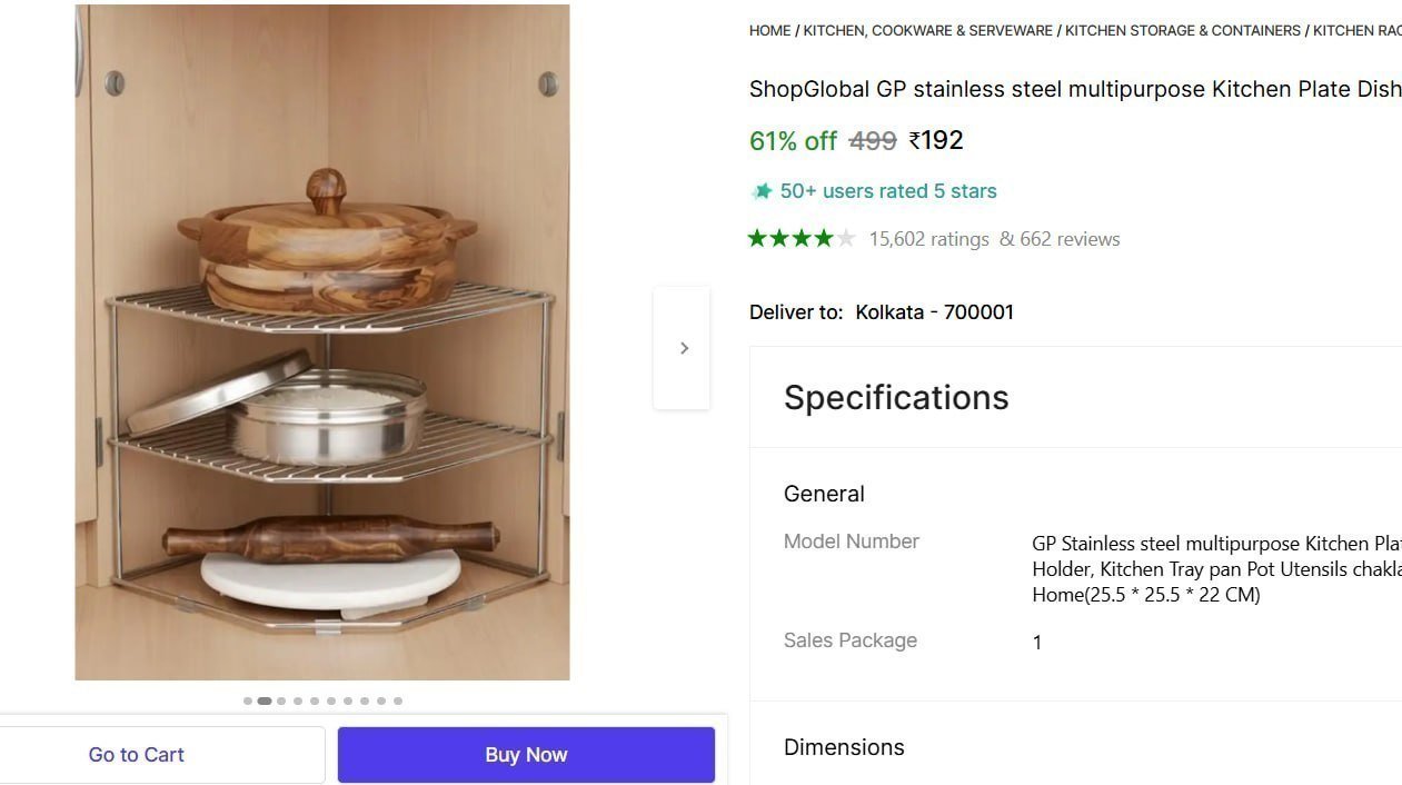 Dish Corner Shelf Rack Stand 192