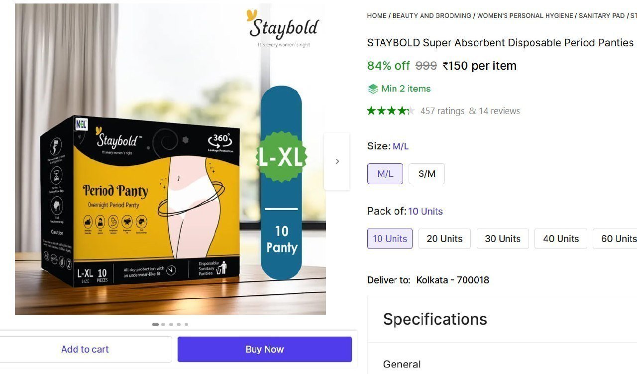 Disposable Period Panties (pack Of 10) 150 Mi