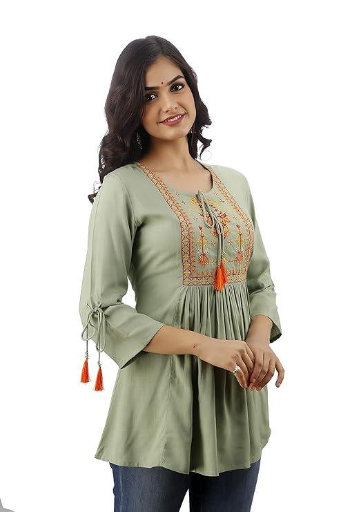 Dmp Fashion Women S Rayon Classic Heavy Embroidery